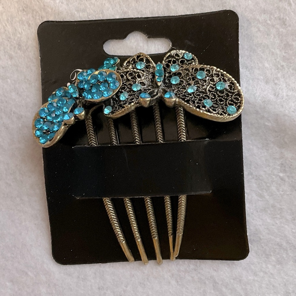 Chic Turquoise Crystal Hair Comb